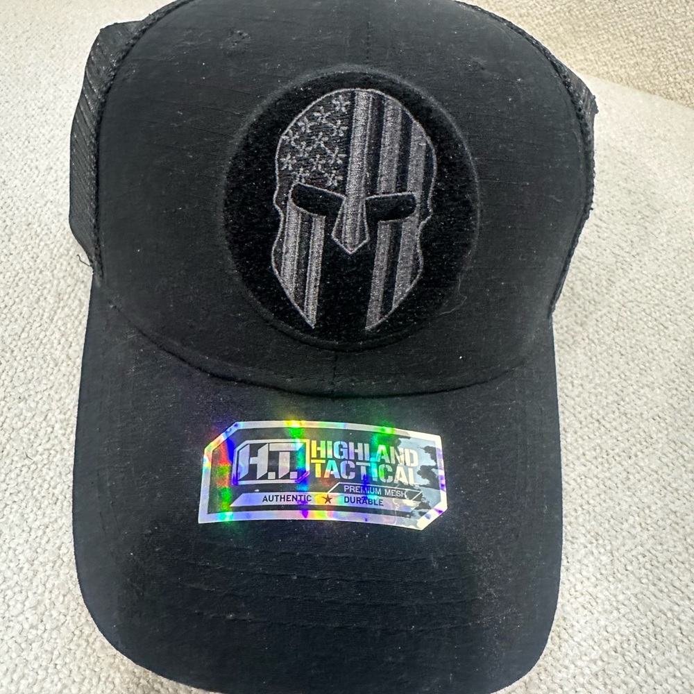 Highland Tactical Black Cap with Spartan Logo